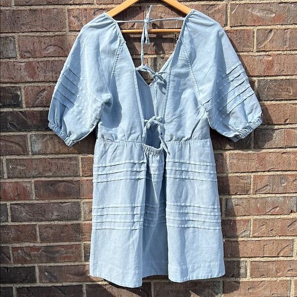 7 Seven for All Mankind Women's Light Blue V-Neck Dress M - Picture 8 of 16